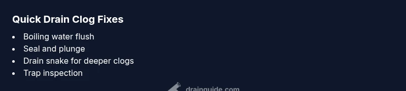 Infographic checklist for clearing a drain clog