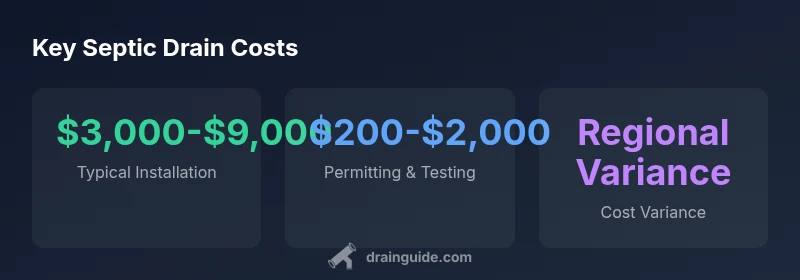 Infographic showing septic drain cost ranges and regional variation