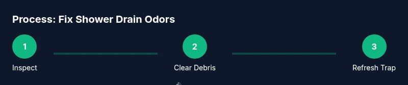 Infographic showing steps to remove shower drain odors