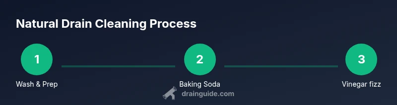 Process diagram showing steps for natural drain cleaning