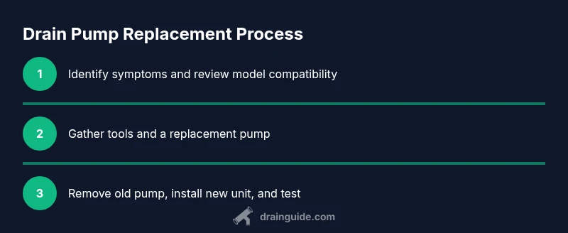 Process diagram for replacing KitchenAid dishwasher drain pump