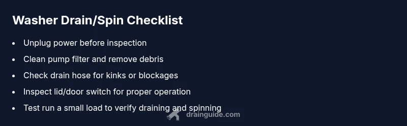Checklist for washer drain/spin troubleshooting
