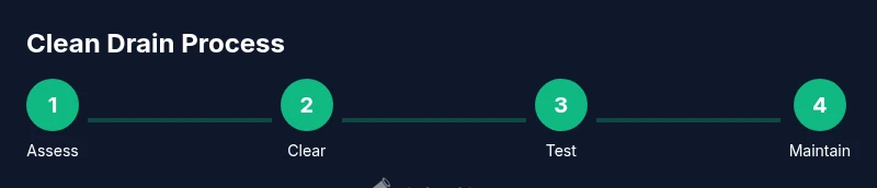 Infographic showing a four-step drain cleaning process