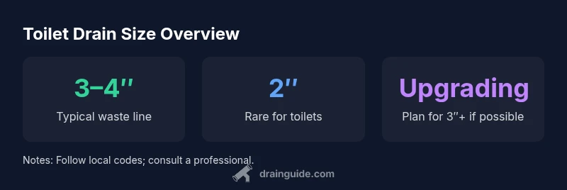 Infographic showing toilet drain size ranges and recommendations