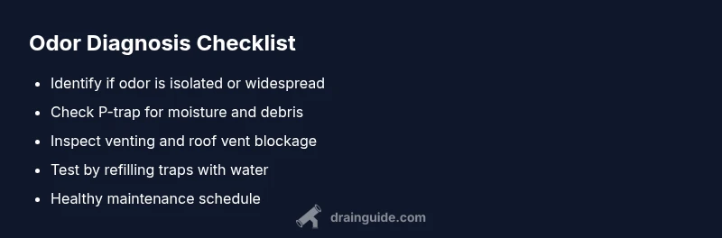 Infographic checklist for diagnosing and fixing smelly drains
