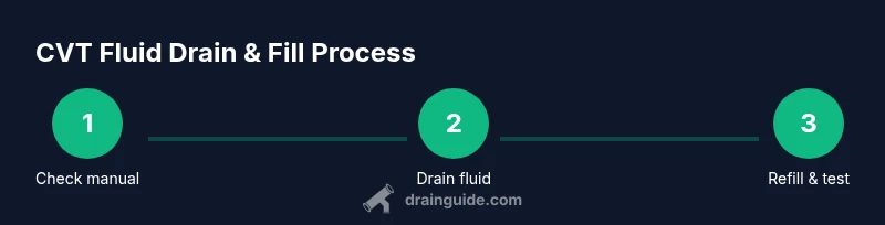 Infographic showing three-step CVT drain and fill process