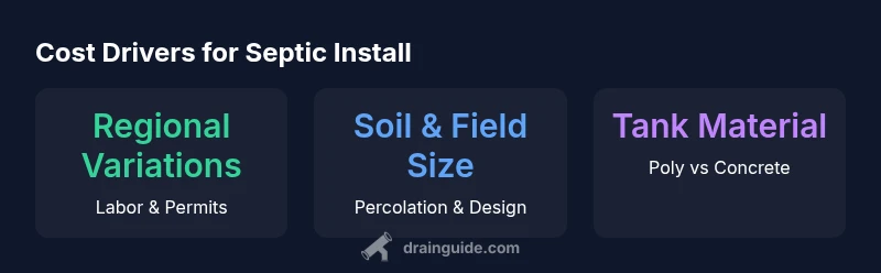Infographic showing cost drivers for septic tank and drain field installation