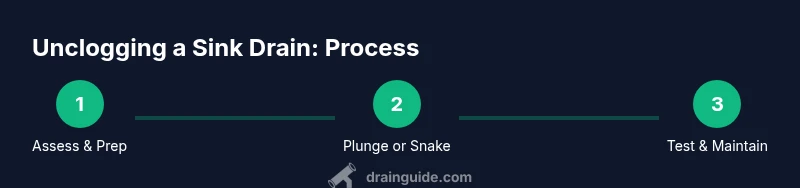 Infographic showing the steps to unclog a sink drain