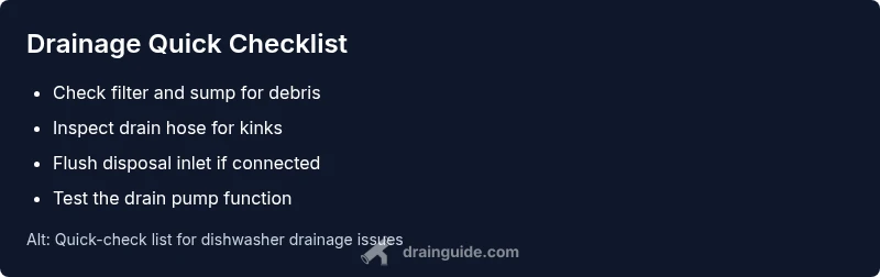 Drainage quick checklist for dishwasher