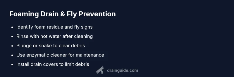 Checklist for addressing foaming drain cleaner and drain flies