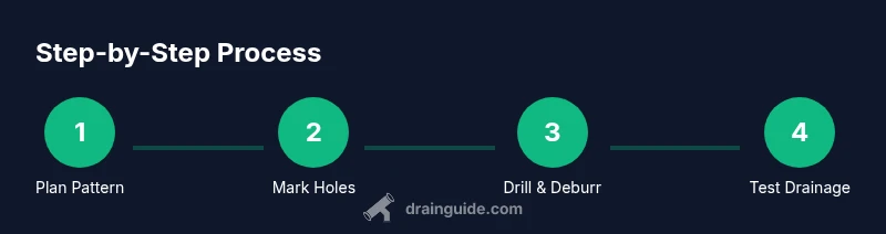 Tailwind infographic showing a four-step process to drilling drain holes in a plastic pot