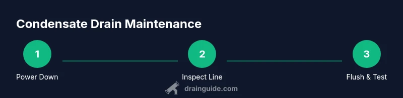 Process infographic showing three steps for condensate drain maintenance