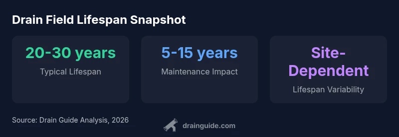 Infographic showing drain field lifespan factors