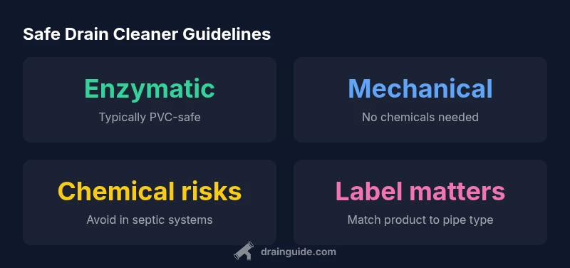 Infographic showing safe drain cleaner guidelines