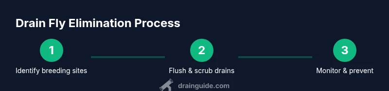 Infographic showing steps to get rid of drain flies