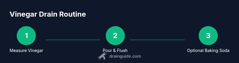 Process infographic showing safe vinegar drain routine