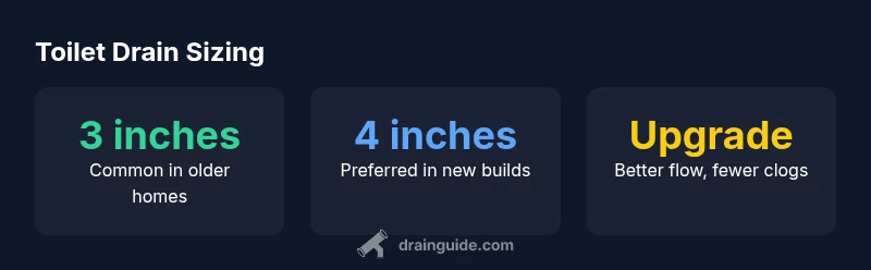 Toilet drain pipe size infographic comparing 3-inch and 4-inch lines