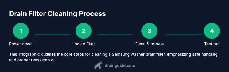Process flow for cleaning Samsung washer drain filter