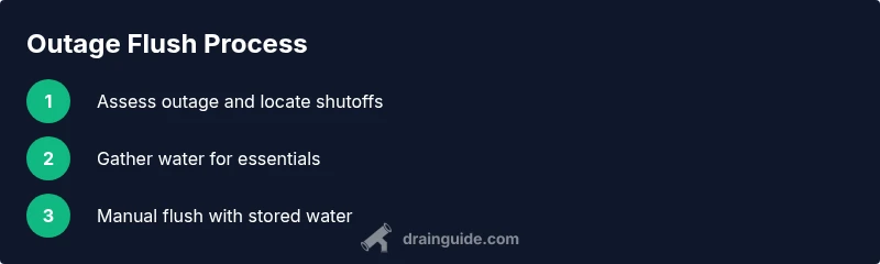 Three-step infographic showing outage flushing steps