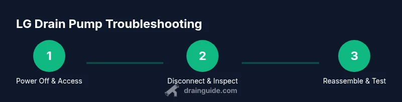 Infographic showing a process for diagnosing and replacing an LG drain pump