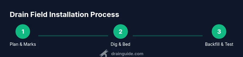 Step-by-step diagram of drain field installation process