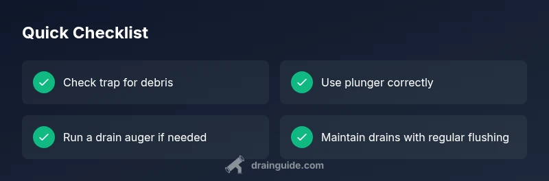 Checklist graphic showing steps to fix a slow drain